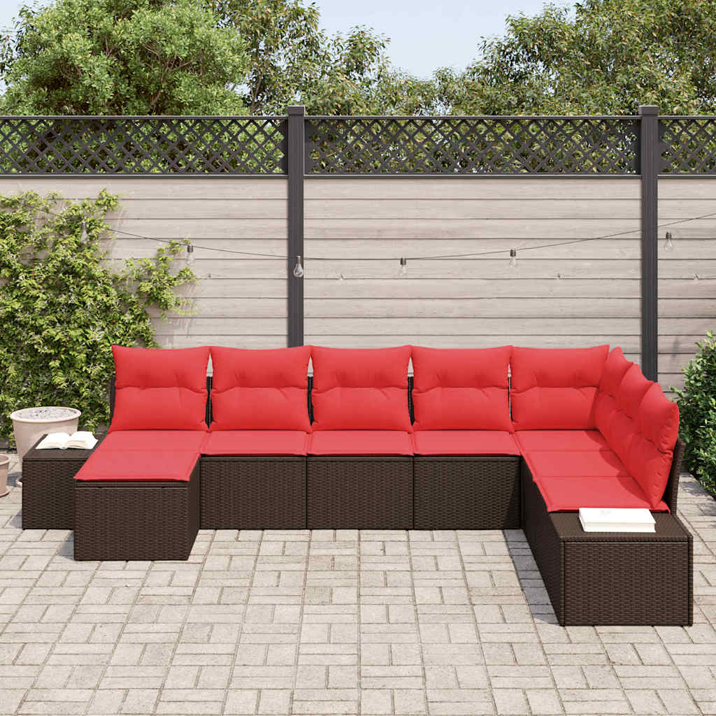 Conjunto de sofá de jardín 8 pcs Marrón ratán sintético