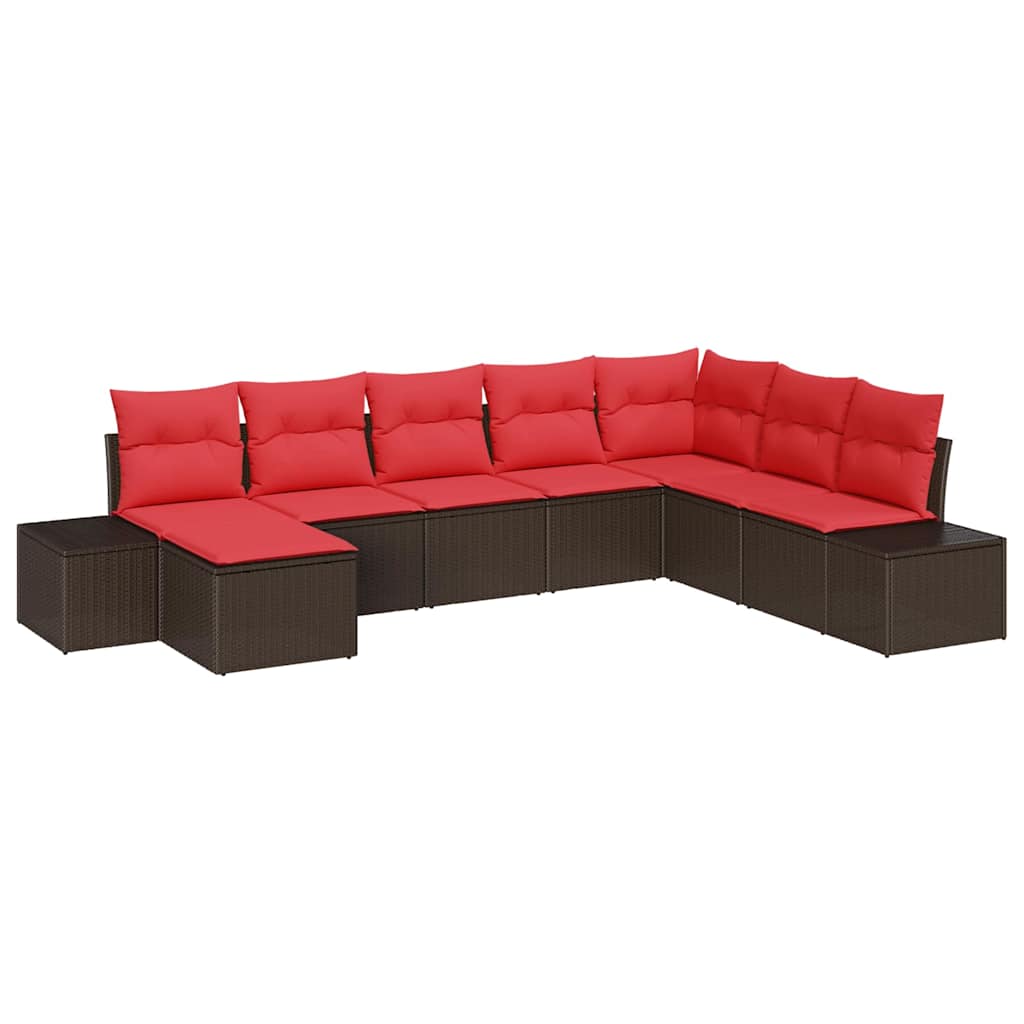 Conjunto de sofá de jardín 8 pcs Marrón ratán sintético