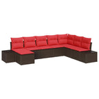 Conjunto de sofá de jardín 8 pcs Marrón ratán sintético