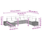 Conjunto de sofá de jardín 8 pcs Marrón ratán sintético