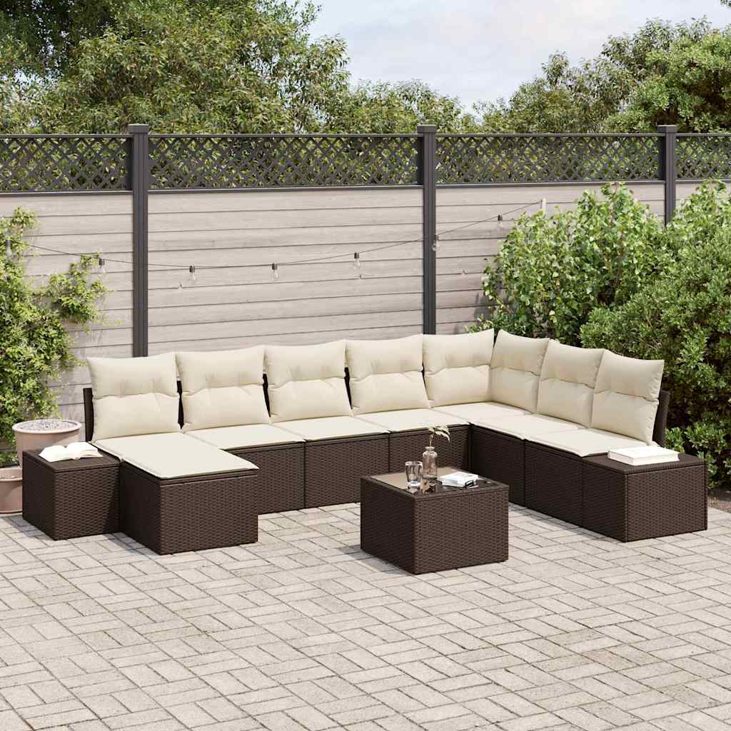 Conjunto de sofá de jardín 8 pcs Beige ratán sintético