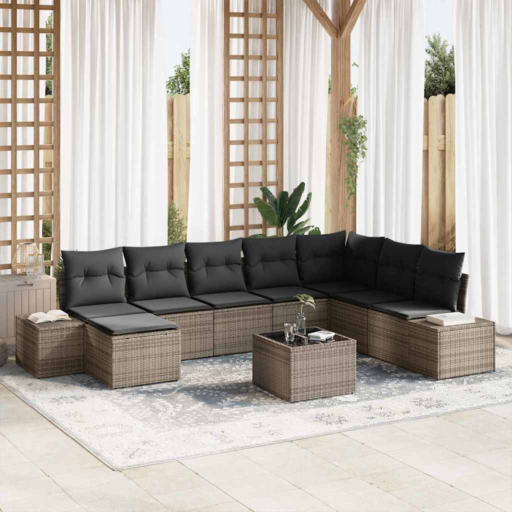Conjunto de sofá de jardín 8 pcs Beige ratán sintético