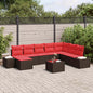 Conjunto de sofá de jardim 8 peças em vime sintético castanho