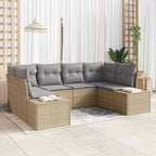 Conjunto de sofá de jardín 6 pcs Beige ratán sintético