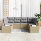 Conjunto de sofá de jardín 6 pcs Beige ratán sintético