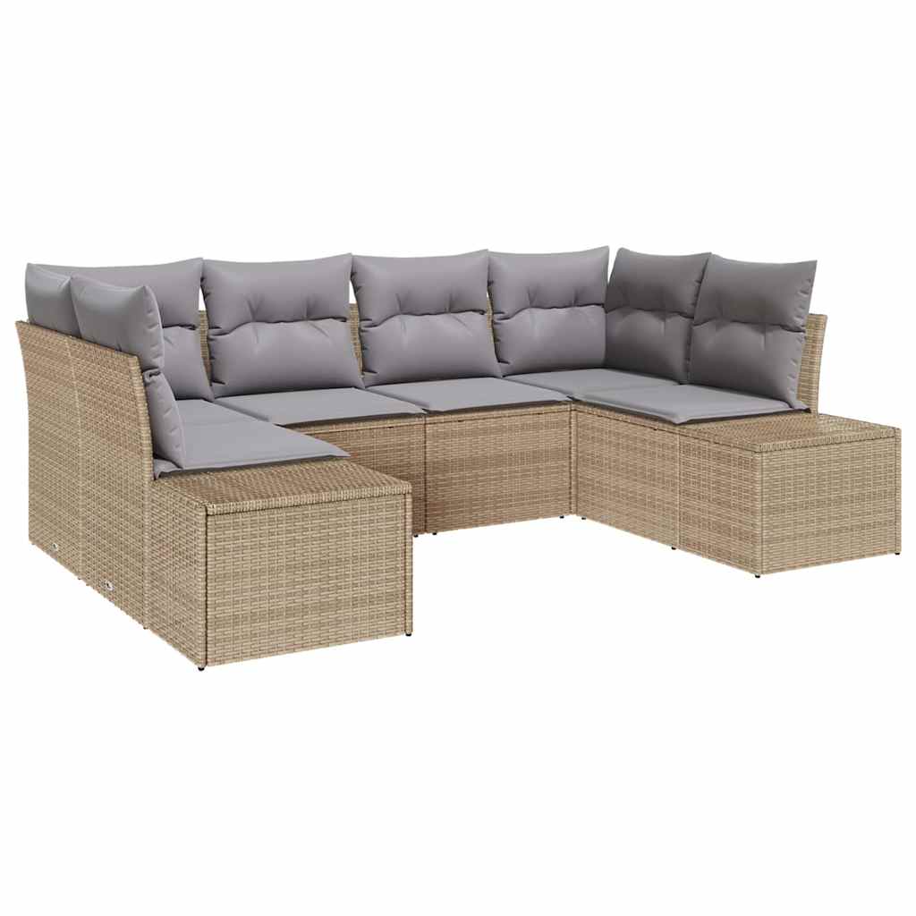 Conjunto de sofá de jardín 6 pcs Beige ratán sintético