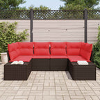 Conjunto de sofá de jardín 6 pcs Marrón ratán sintético