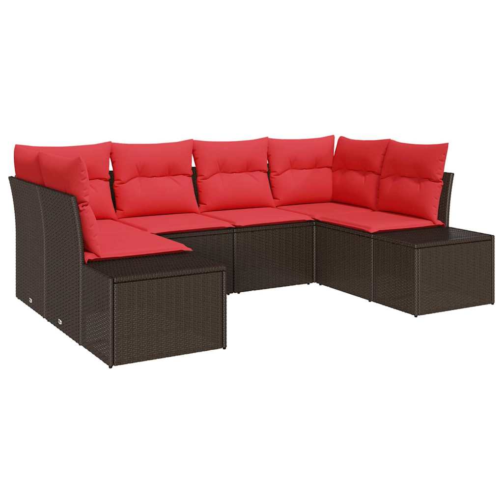 Conjunto de sofá de jardín 6 pcs Marrón ratán sintético
