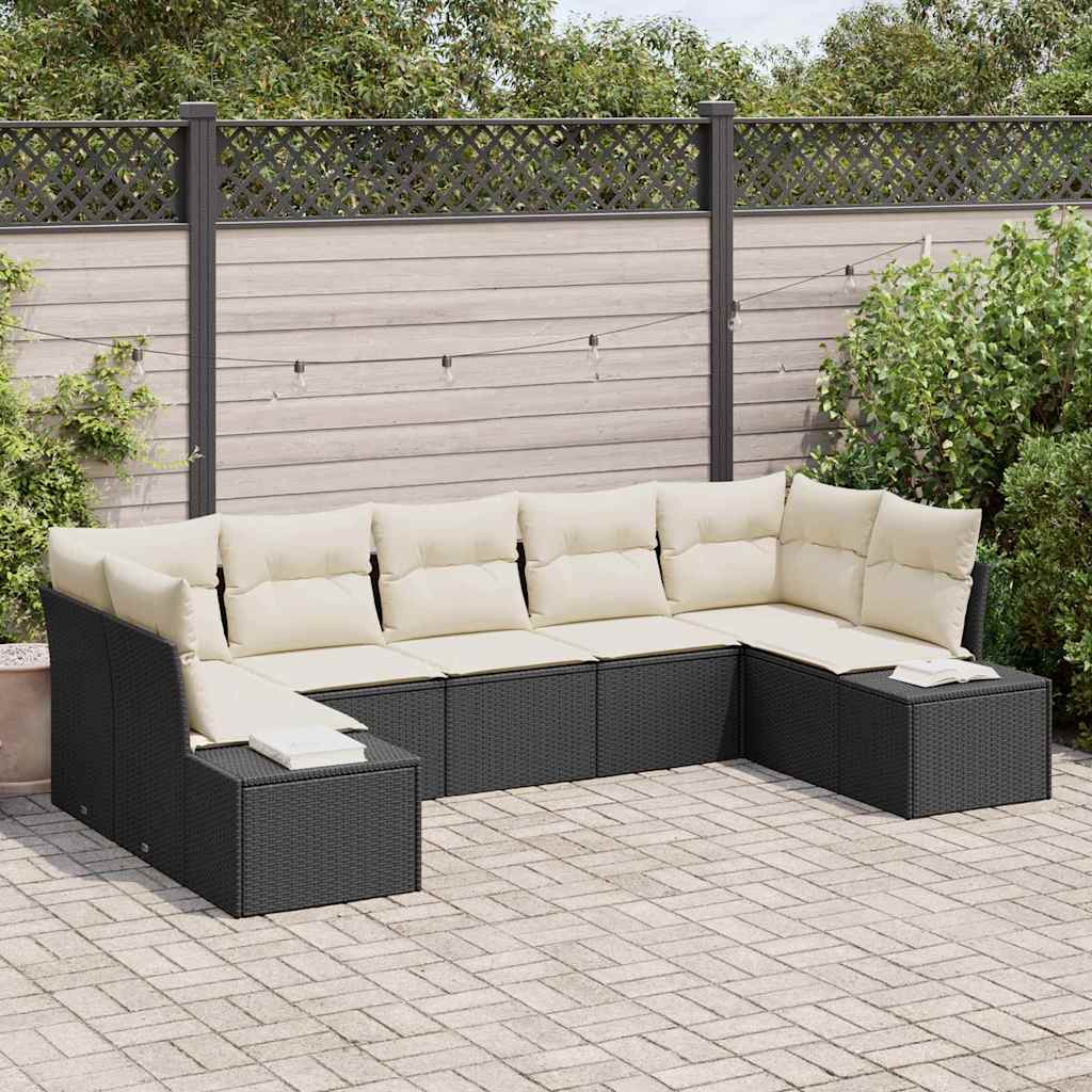 Conjunto de sofá de jardim 7 pcs Bege vime sintético