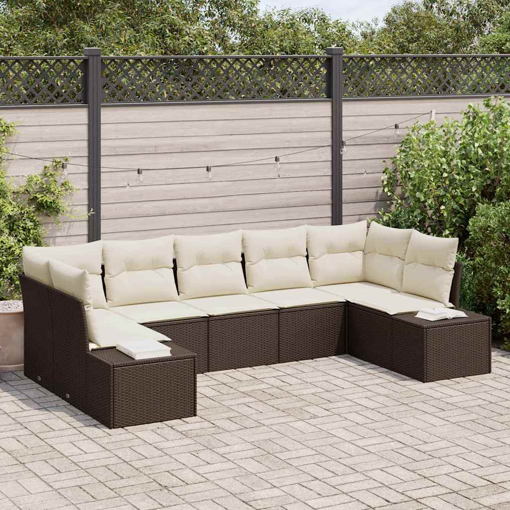 Conjunto de sofá de jardim 7 pcs Bege vime sintético