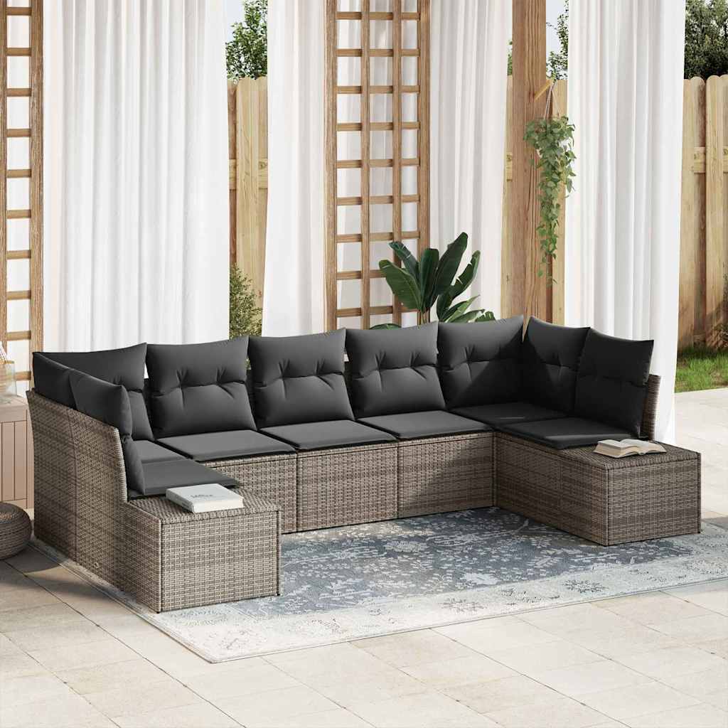 Conjunto de sofá de jardim 7 pcs Bege vime sintético