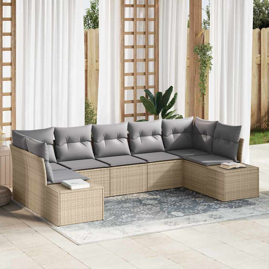 Conjunto de sofá de jardín 7 pcs Beige ratán sintético