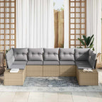 Conjunto de sofá de jardín 7 pcs Beige ratán sintético