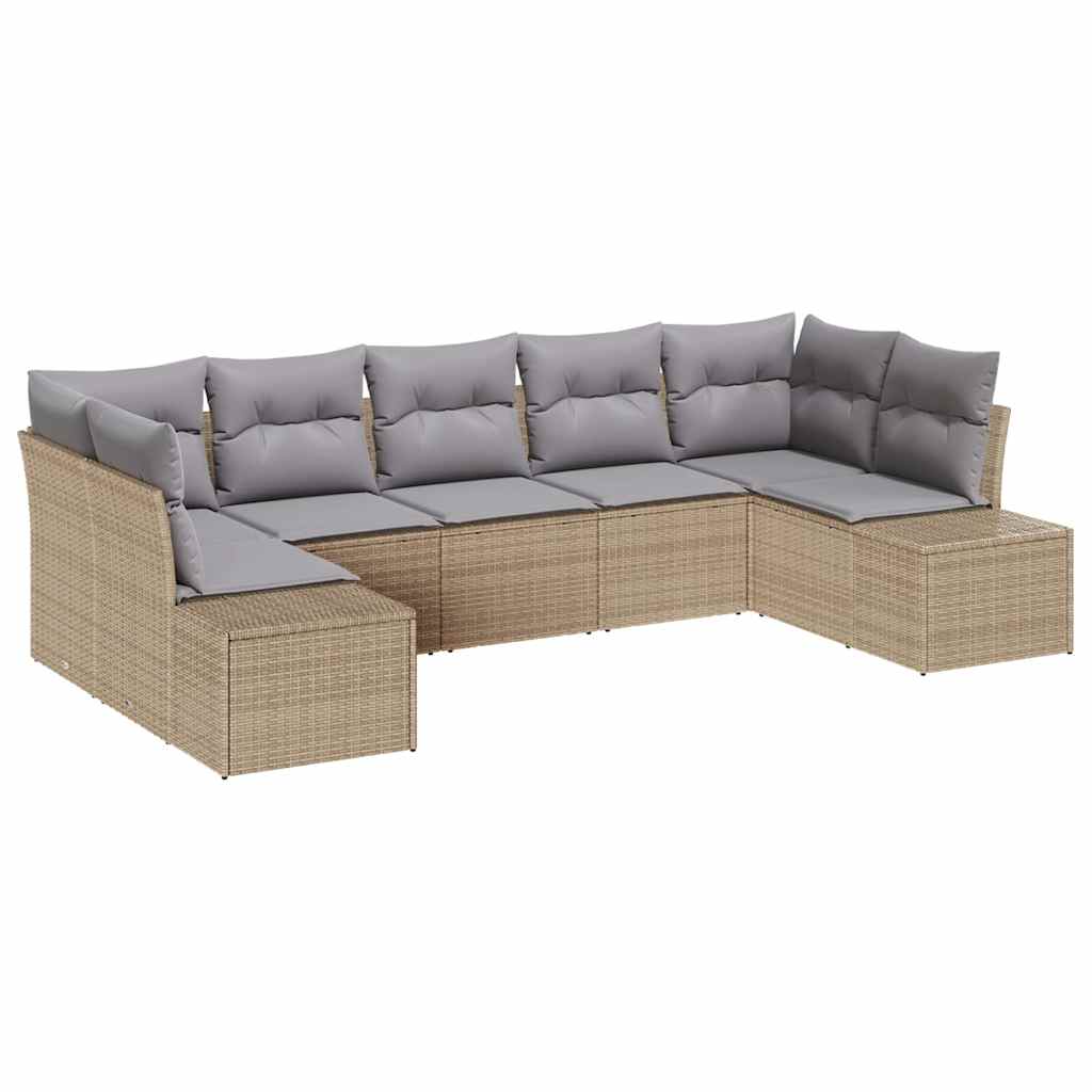 Conjunto de sofá de jardín 7 pcs Beige ratán sintético