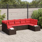 Conjunto de sofá de jardim 7 peças Vime sintético castanho