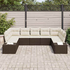 Conjunto de sofá de jardín 9 pcs Marrón ratán sintético