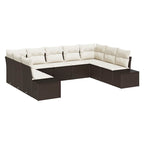 Conjunto de sofá de jardín 9 pcs Marrón ratán sintético