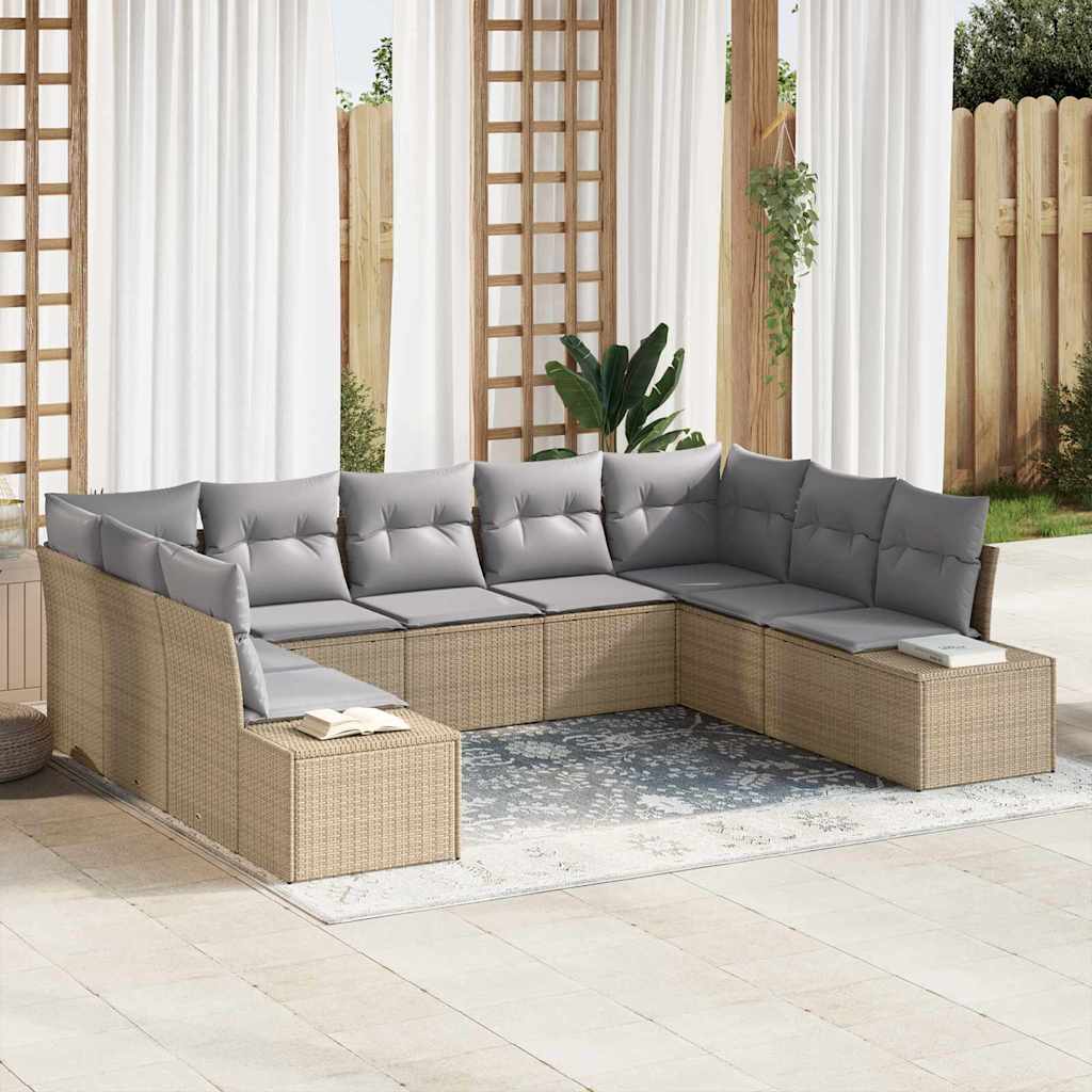 Conjunto de sofá de jardín 8 pcs Marrón ratán sintético