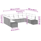 Conjunto de sofá de jardín 9 pcs Marrón ratán sintético