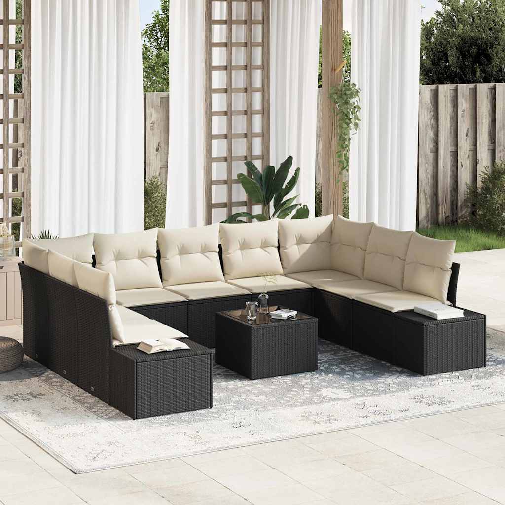 Conjunto de sofá de jardín 10 pcs Beige ratán sintético