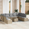 Conjunto de sofá de jardín 10 pcs Beige ratán sintético