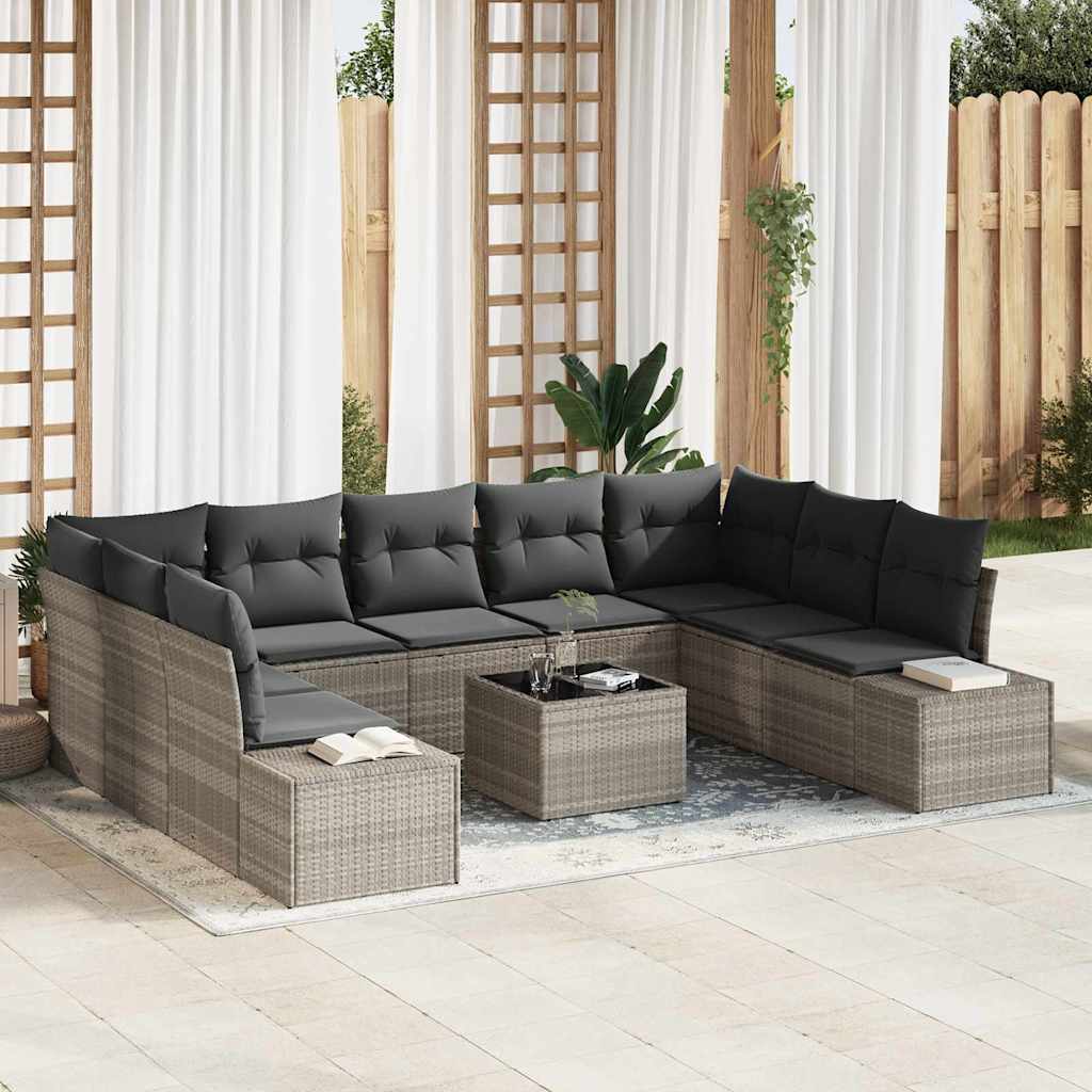 Conjunto de sofá de jardín 10 pcs Beige ratán sintético