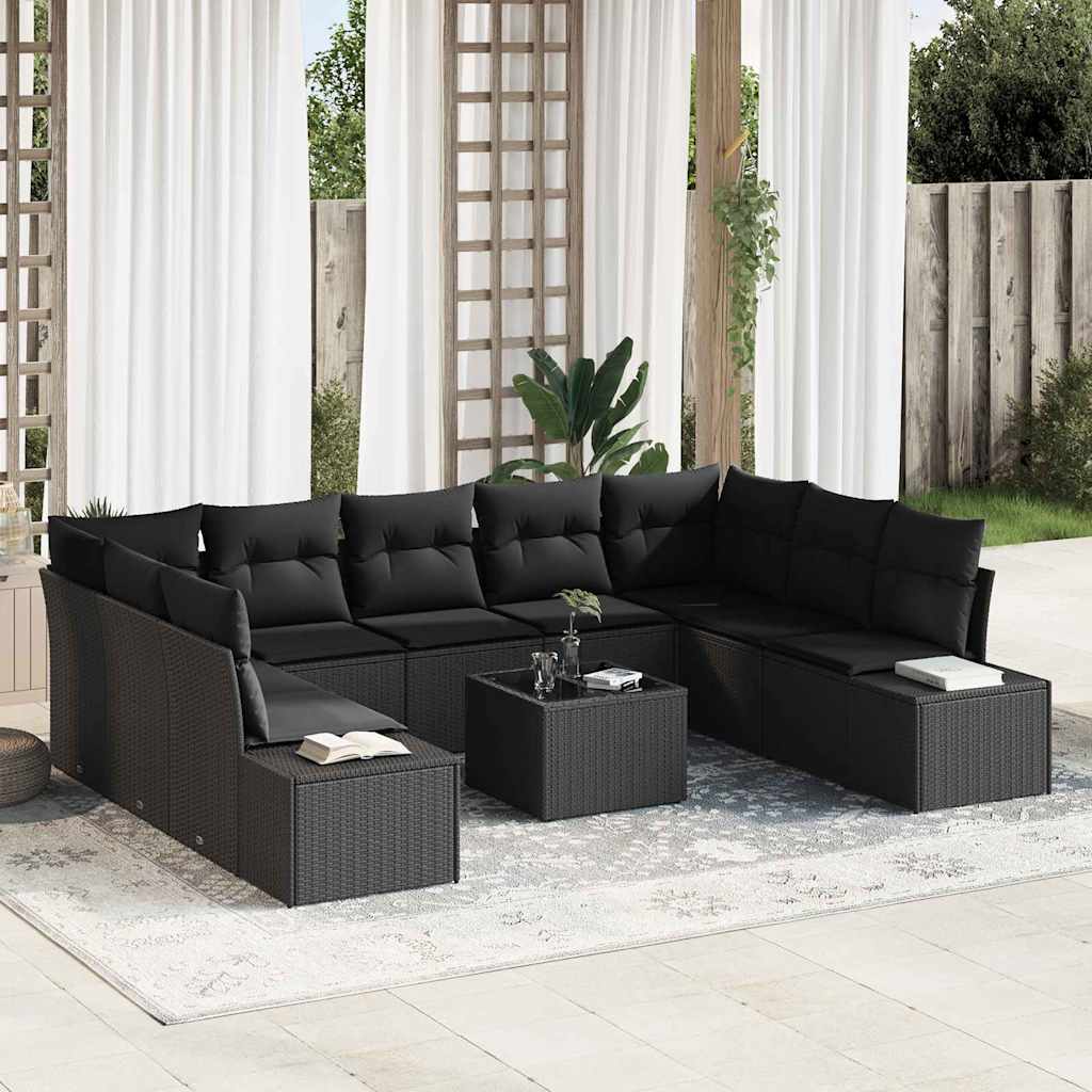 Conjunto de sofá de jardín 10 pcs Beige ratán sintético