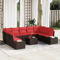Conjunto de sofá de jardín 10 pcs Marrón ratán sintético