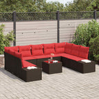 Conjunto de sofá de jardín 10 pcs Marrón ratán sintético