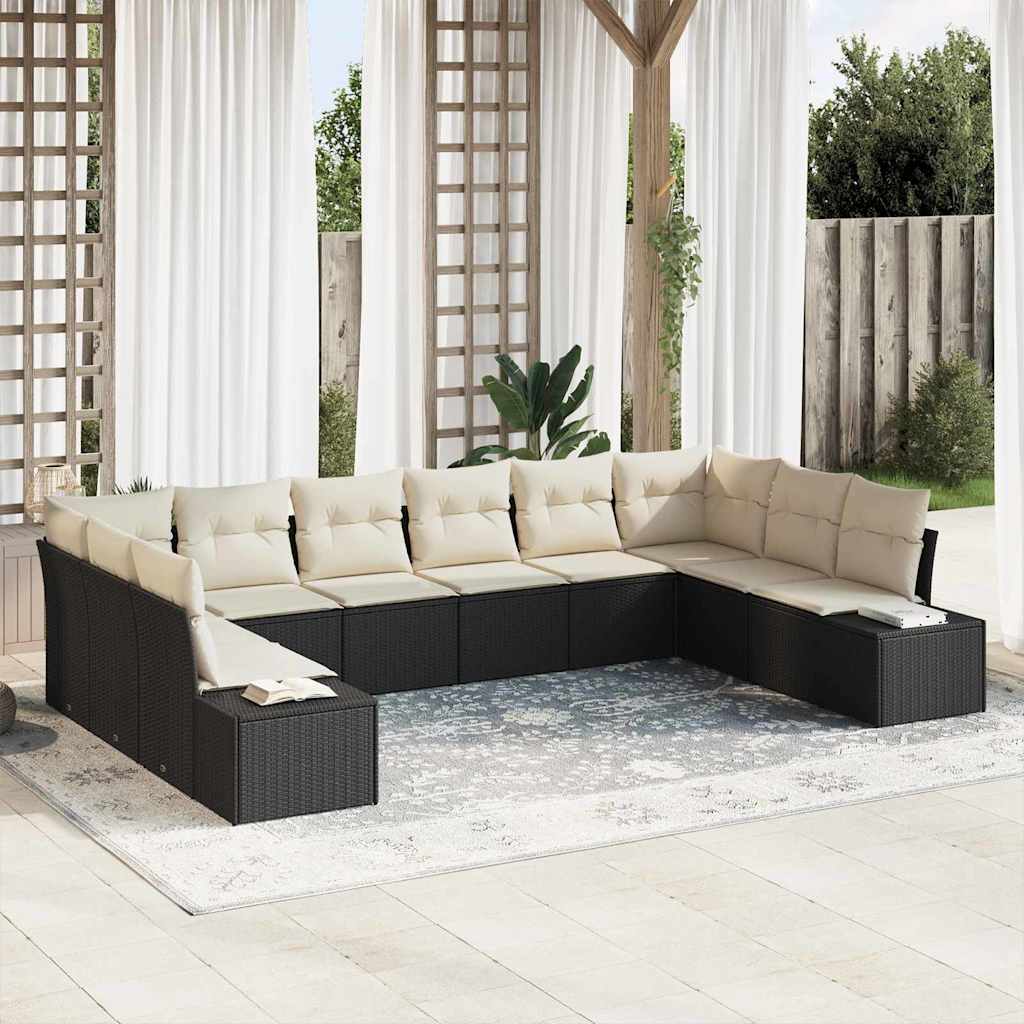 Conjunto de sofá de jardim 10 pcs Bege vime sintético