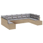 Conjunto de sofá de jardín 10 pcs Beige ratán sintético