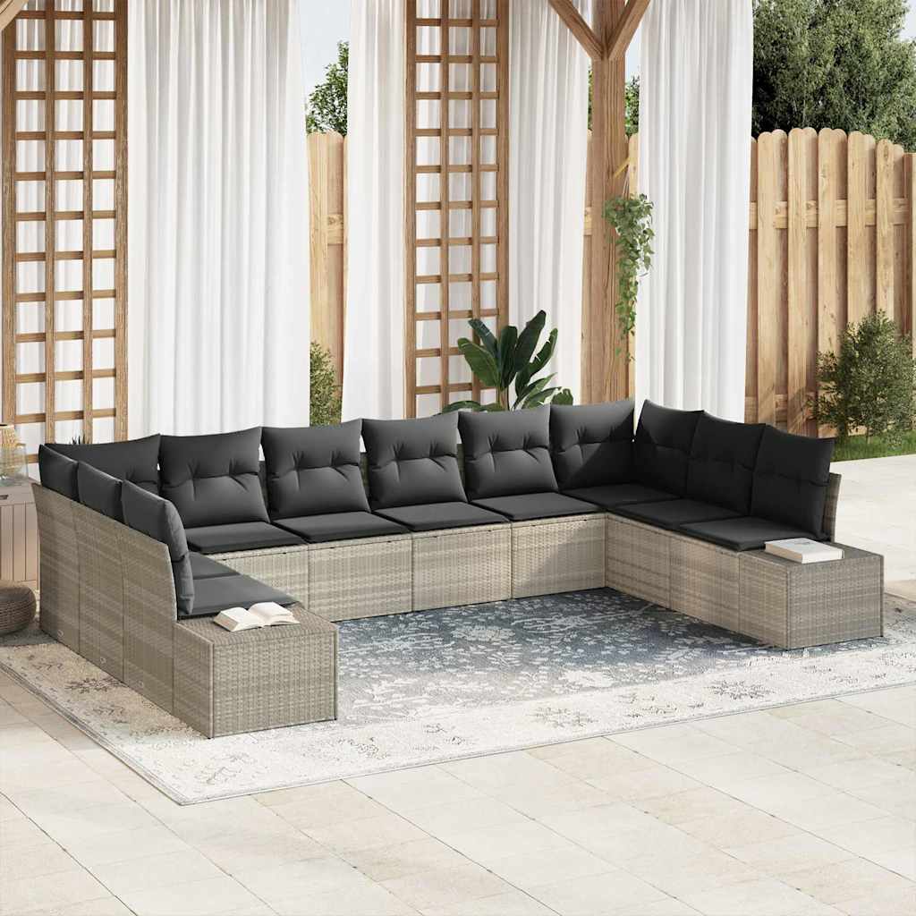 Conjunto de sofá de jardim 10 pcs Bege vime sintético