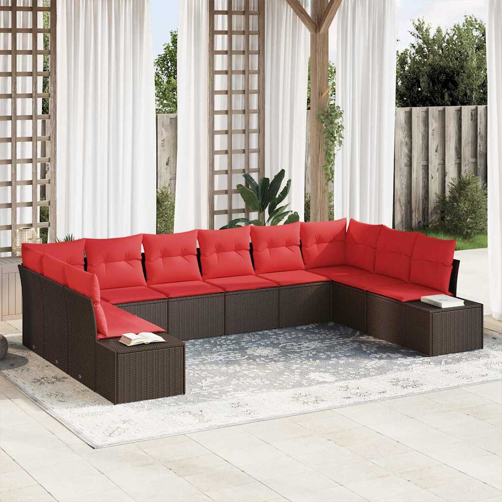 Conjunto de sofá de jardín 10 pcs Beige ratán sintético