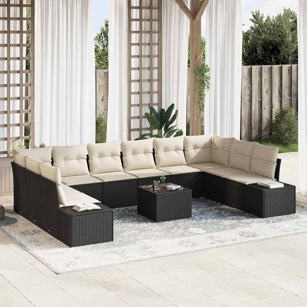 Conjunto de sofá de jardim 10 pcs Bege vime sintético