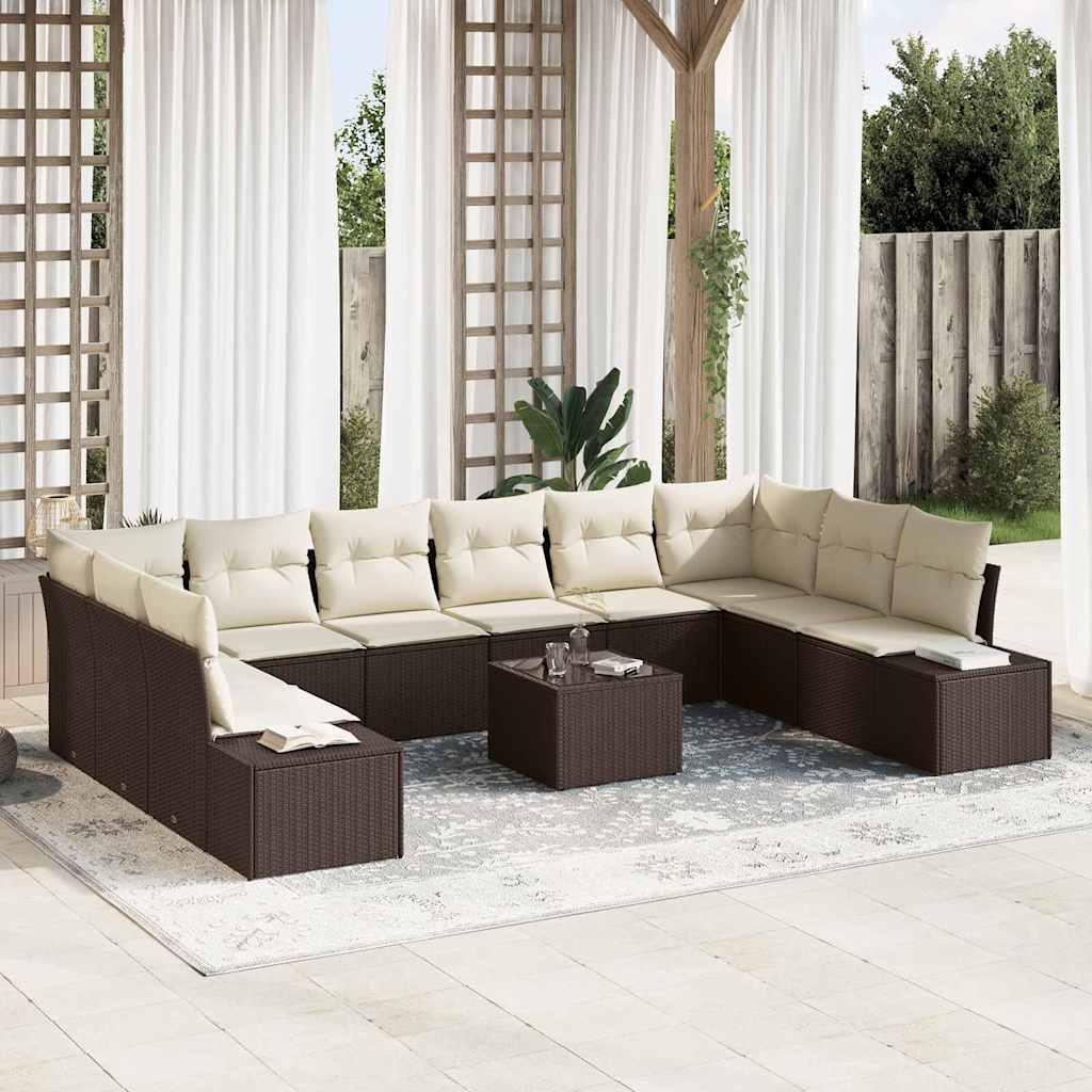 Conjunto de sofá de jardim 10 pcs Bege vime sintético