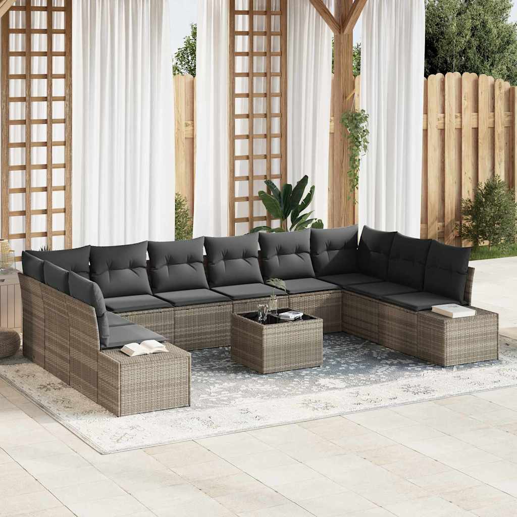 Conjunto de sofá de jardim 10 pcs Bege vime sintético