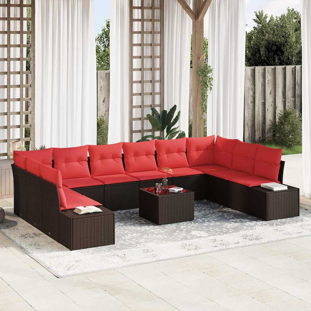 Conjunto de sofá de jardín 10 pcs Beige ratán sintético