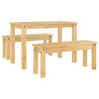 Juego de comedor PANAMA 3 pzas madera maciza de pino
