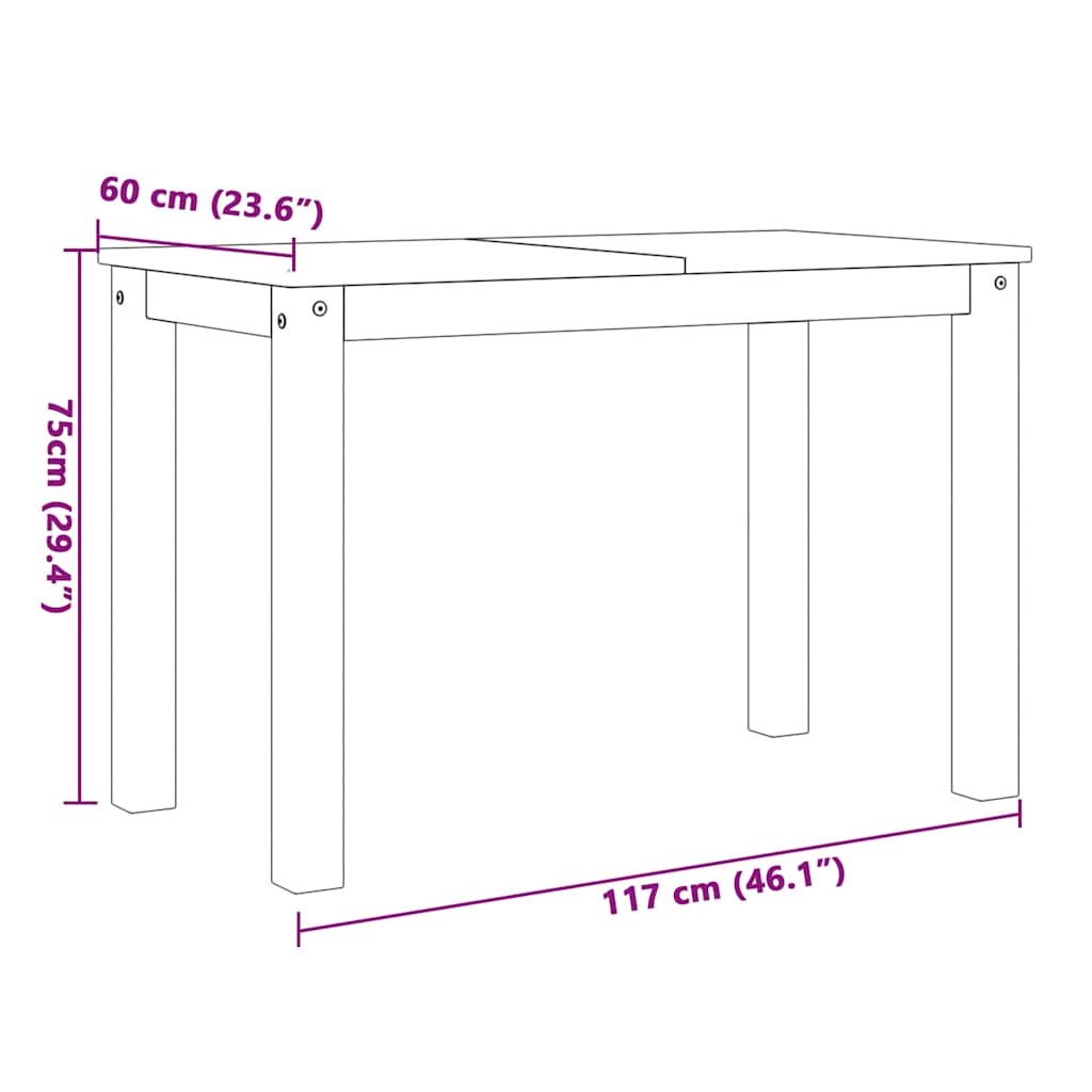 Juego de comedor PANAMA 3 pzas madera maciza de pino