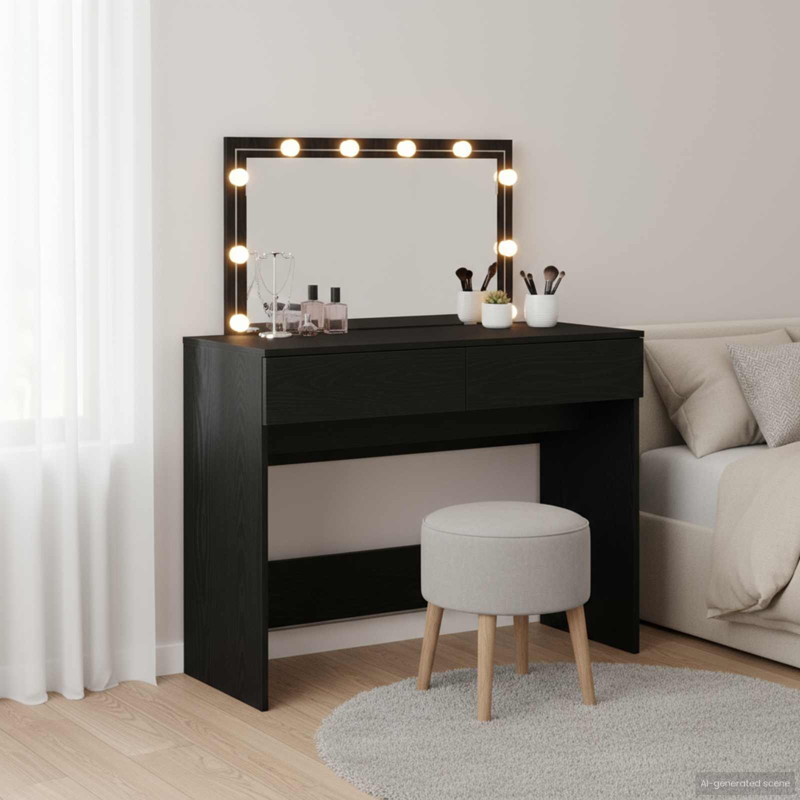 Mesa Tocador con cajón Roble artesanal 100 x 40 x 120 cm