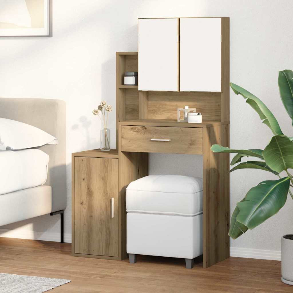 Mesa Tocador con cajón Roble artesanal 80 x 35 x 132 cm