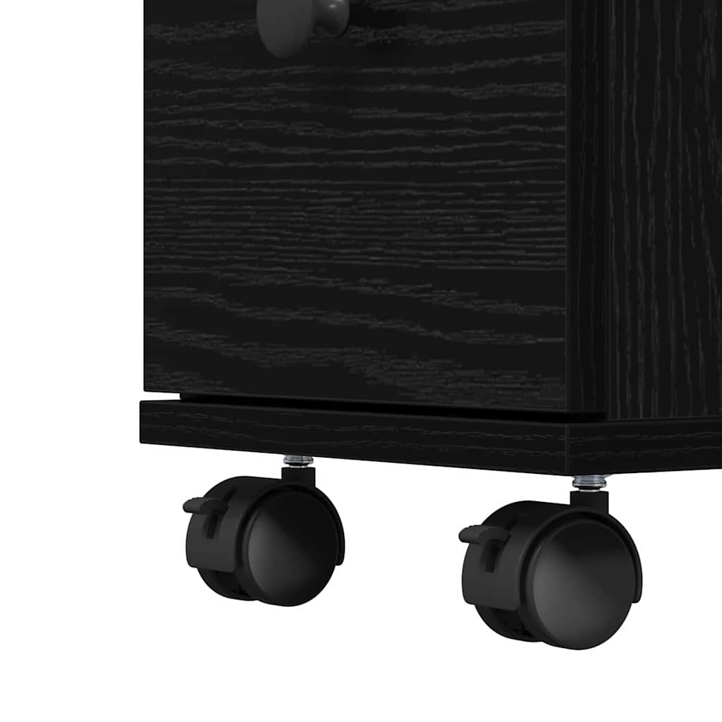 Juego de muebles de baño con rueda Roble Negro 33 x 23 x 65 cm