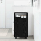 Juego de muebles de baño con rueda Roble Negro 33 x 23 x 65 cm