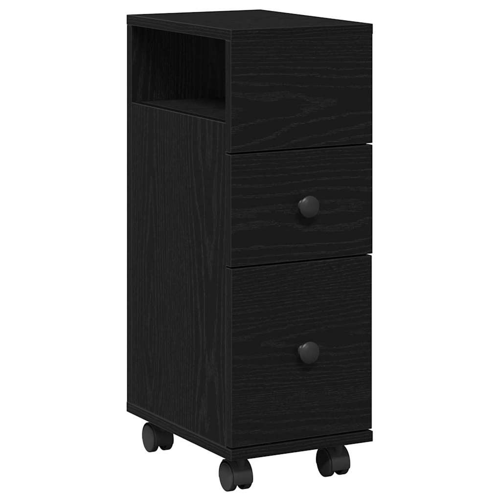 Juego de muebles de baño con rueda Roble Negro 33 x 23 x 65 cm