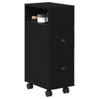 Juego de muebles de baño con rueda Roble Negro 33 x 23 x 65 cm
