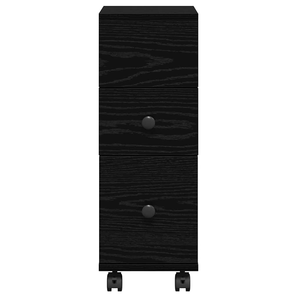 Juego de muebles de baño con rueda Roble Negro 33 x 23 x 65 cm