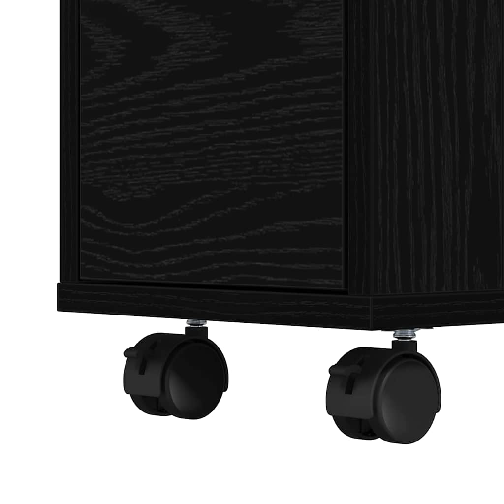 Juego de muebles de baño con rueda Roble Negro 65 x 23 x 87 cm