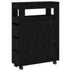 Juego de muebles de baño con rueda Roble Negro 65 x 23 x 87 cm