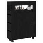Juego de muebles de baño con rueda Roble Negro 65 x 23 x 87 cm