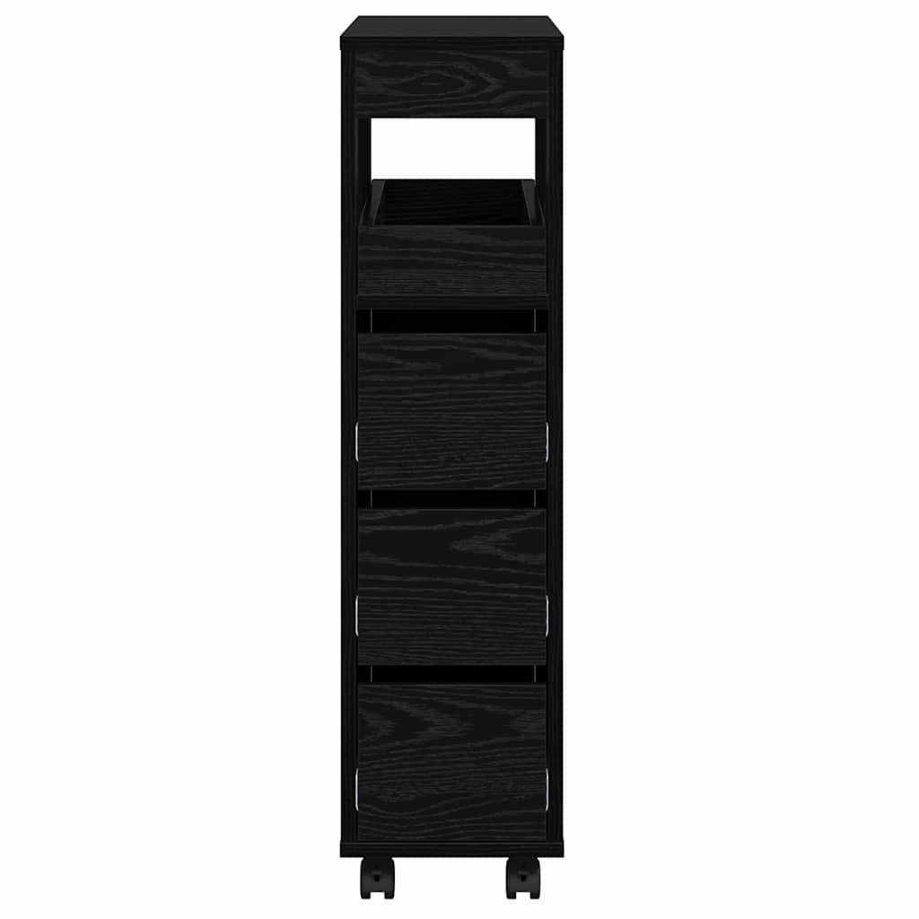 Juego de muebles de baño con rueda Roble Negro 65 x 23 x 87 cm